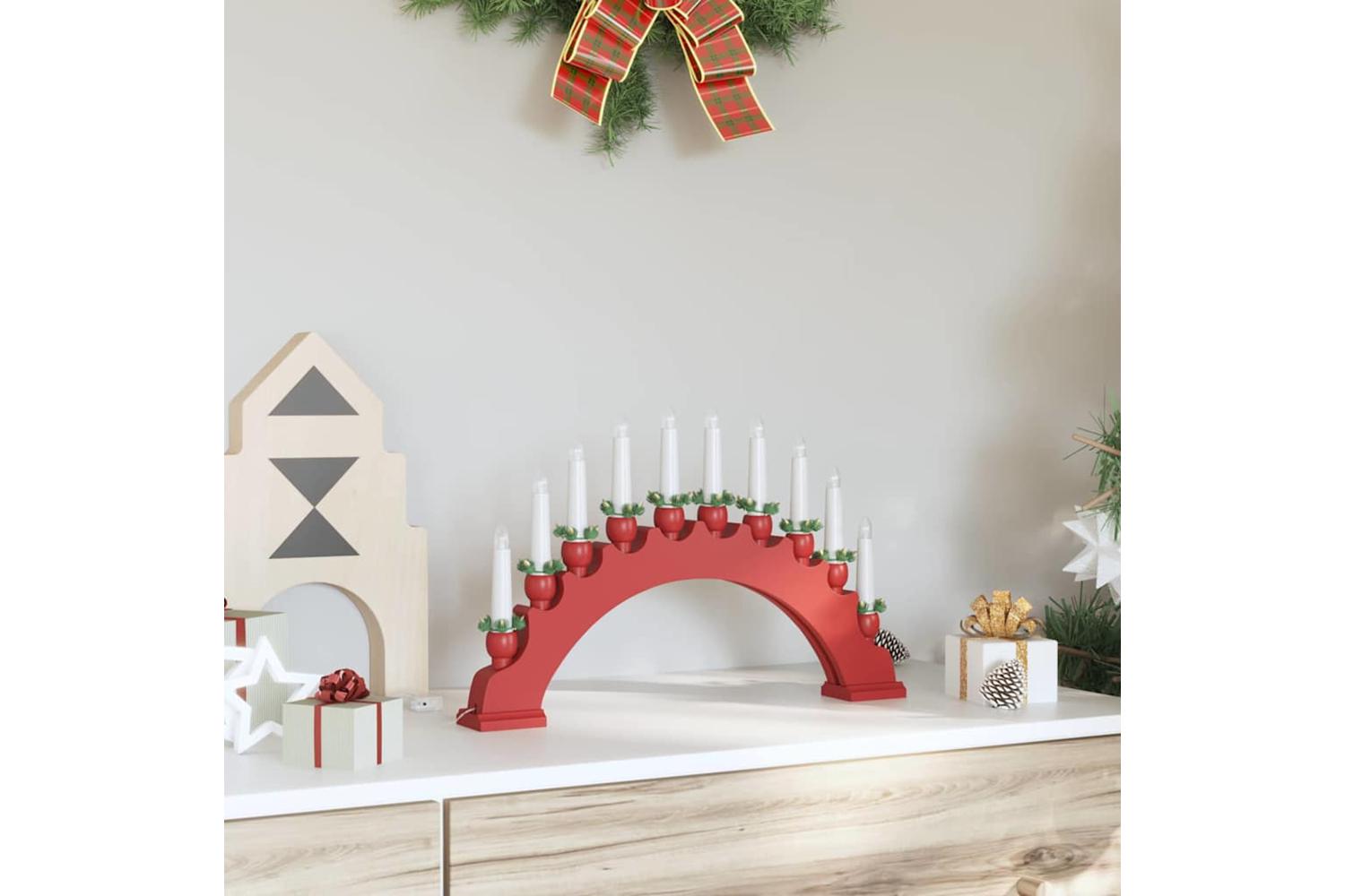 Vidaxl Christmas Candle Arch With 10 Led Candles Red 47 X 5 X 29 Cm-3