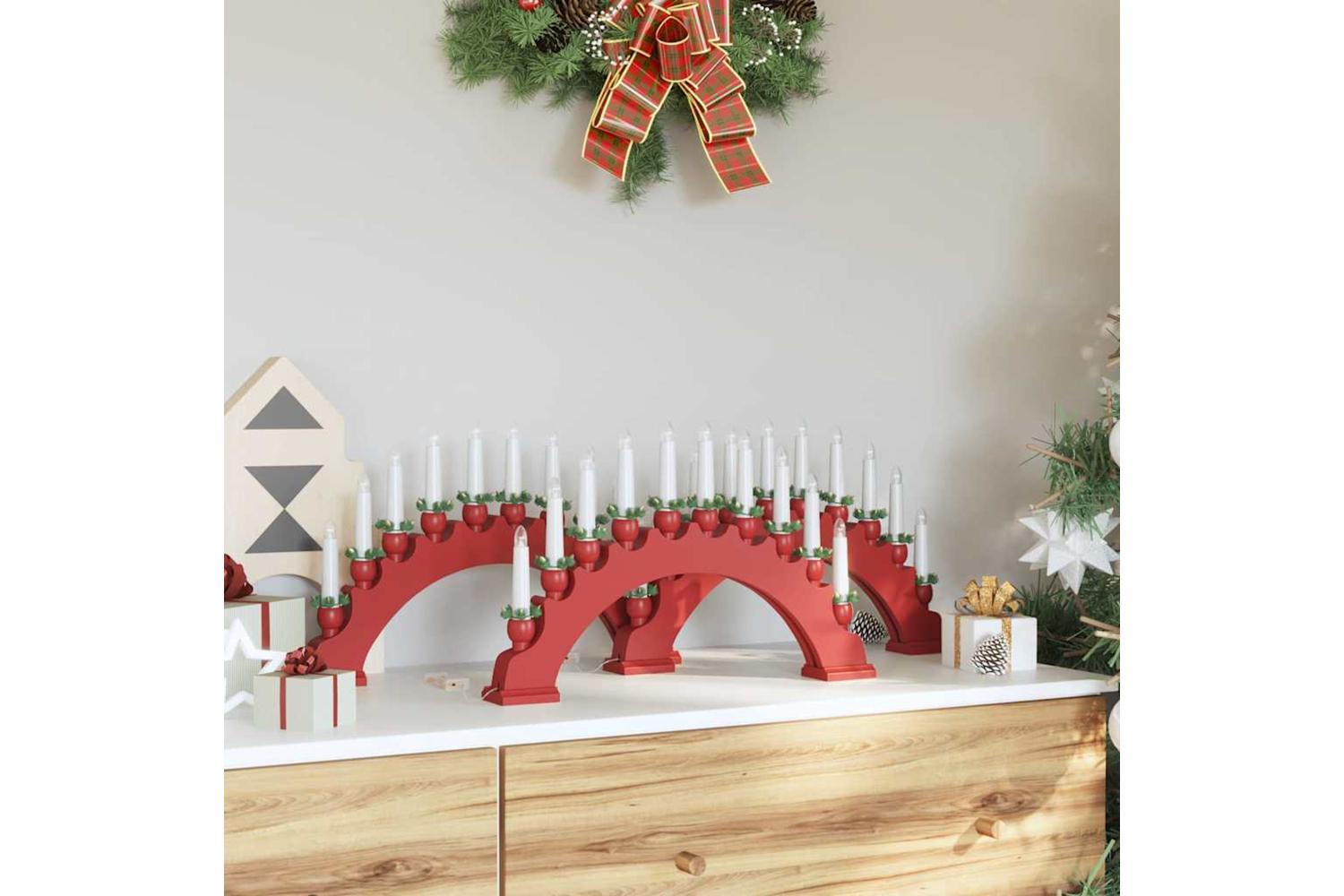 Vidaxl Christmas Candle Arch With 10 Led Candles 3 Pcs Red-3
