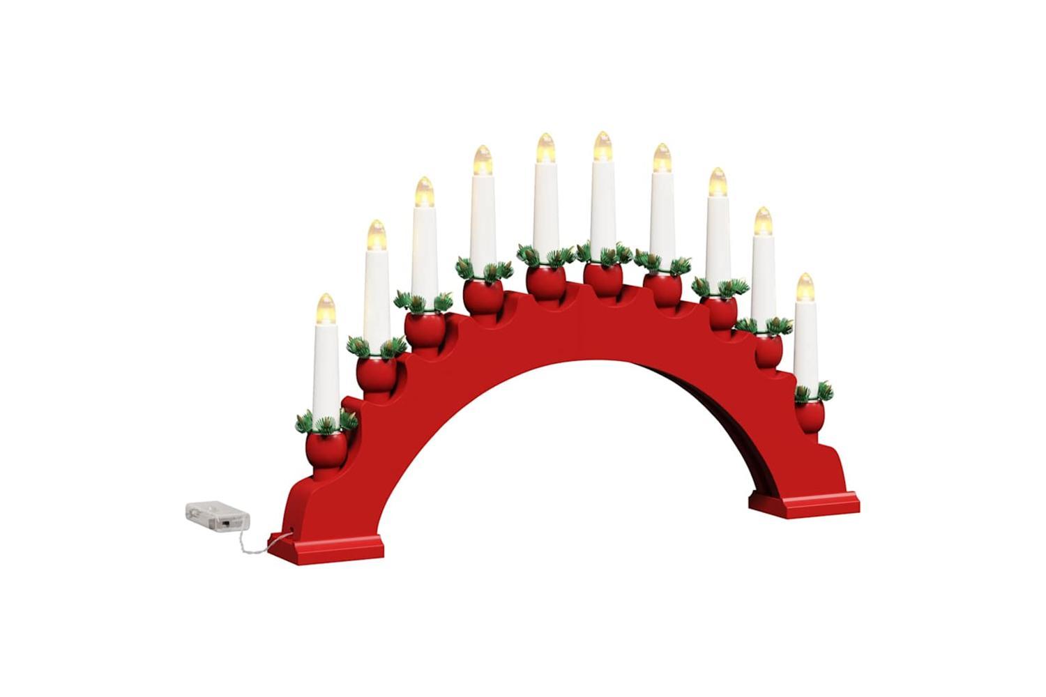 Vidaxl Christmas Candle Arch With 10 Led Candles 3 Pcs Red-4