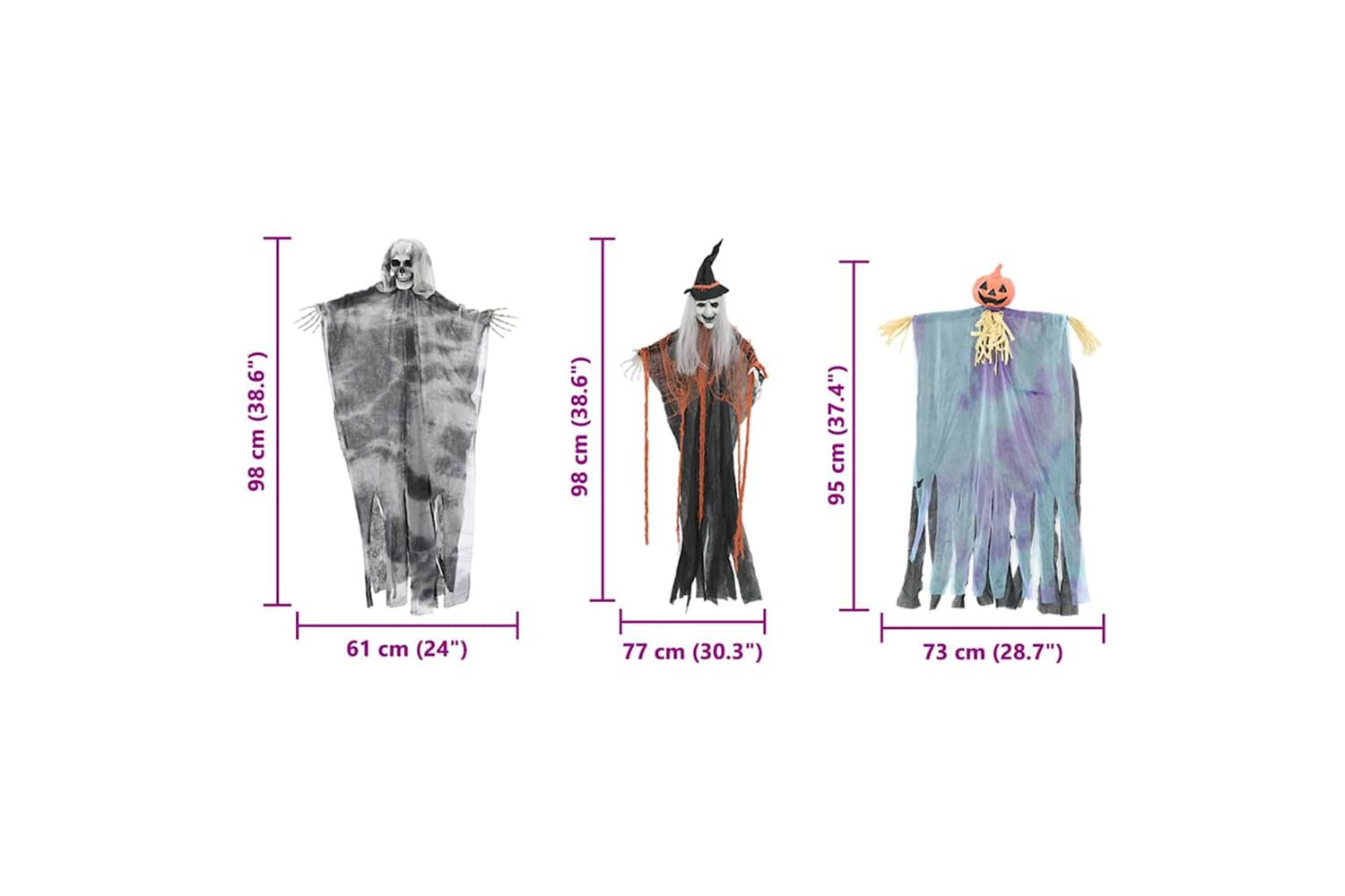 Vidaxl Halloween Hanging Ghost 3 Pcs Multicolour 61 X 97 Cm Polyester-10