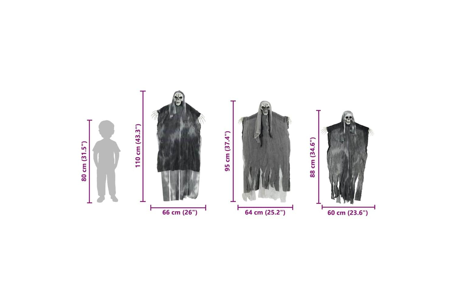 Vidaxl Halloween Hanging Ghost 3 Pcs Black 66 X 110 Cm Polyester-10