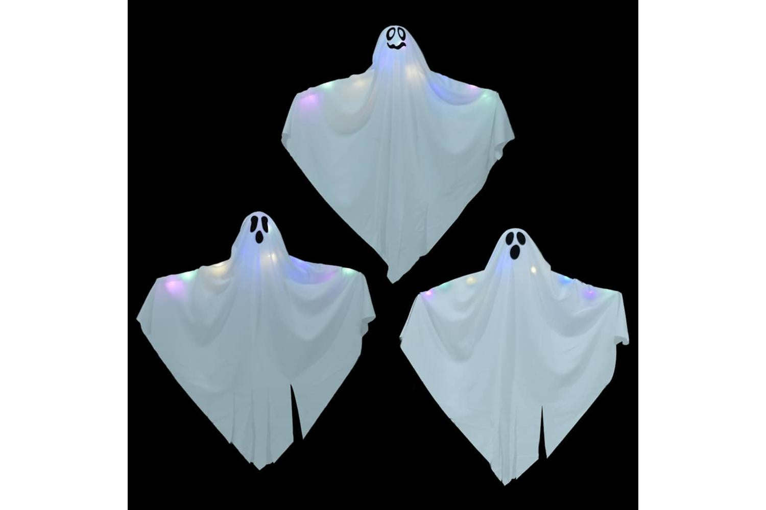 Vidaxl Halloween Hanging Ghost With 3 Leds 3 Pcs White Polyester-4