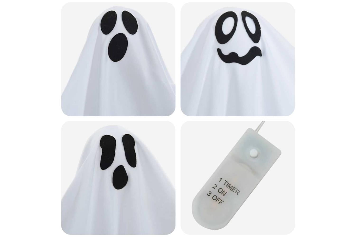 Vidaxl Halloween Hanging Ghost With 3 Leds 3 Pcs White Polyester-5