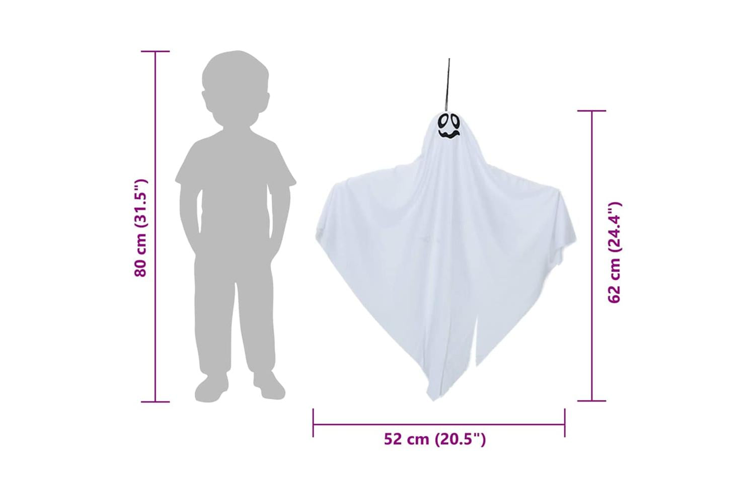 Vidaxl Halloween Hanging Ghost With 3 Leds 3 Pcs White Polyester-7