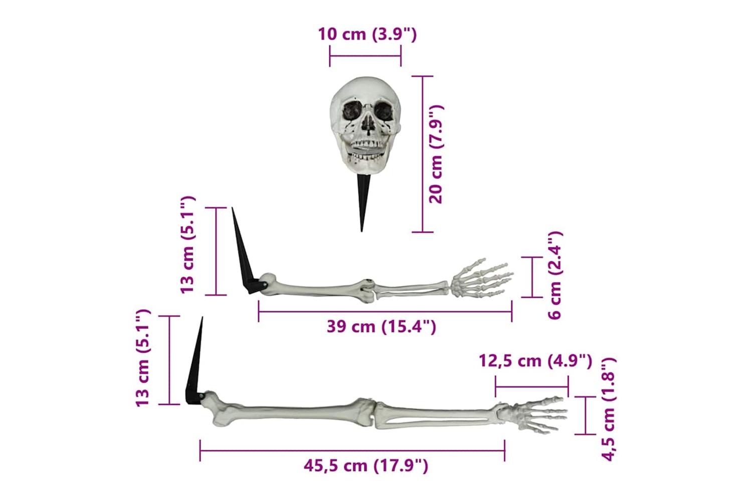 Vidaxl Halloween Skeleton White 20 X 10 X 95 Cm Plastic-7