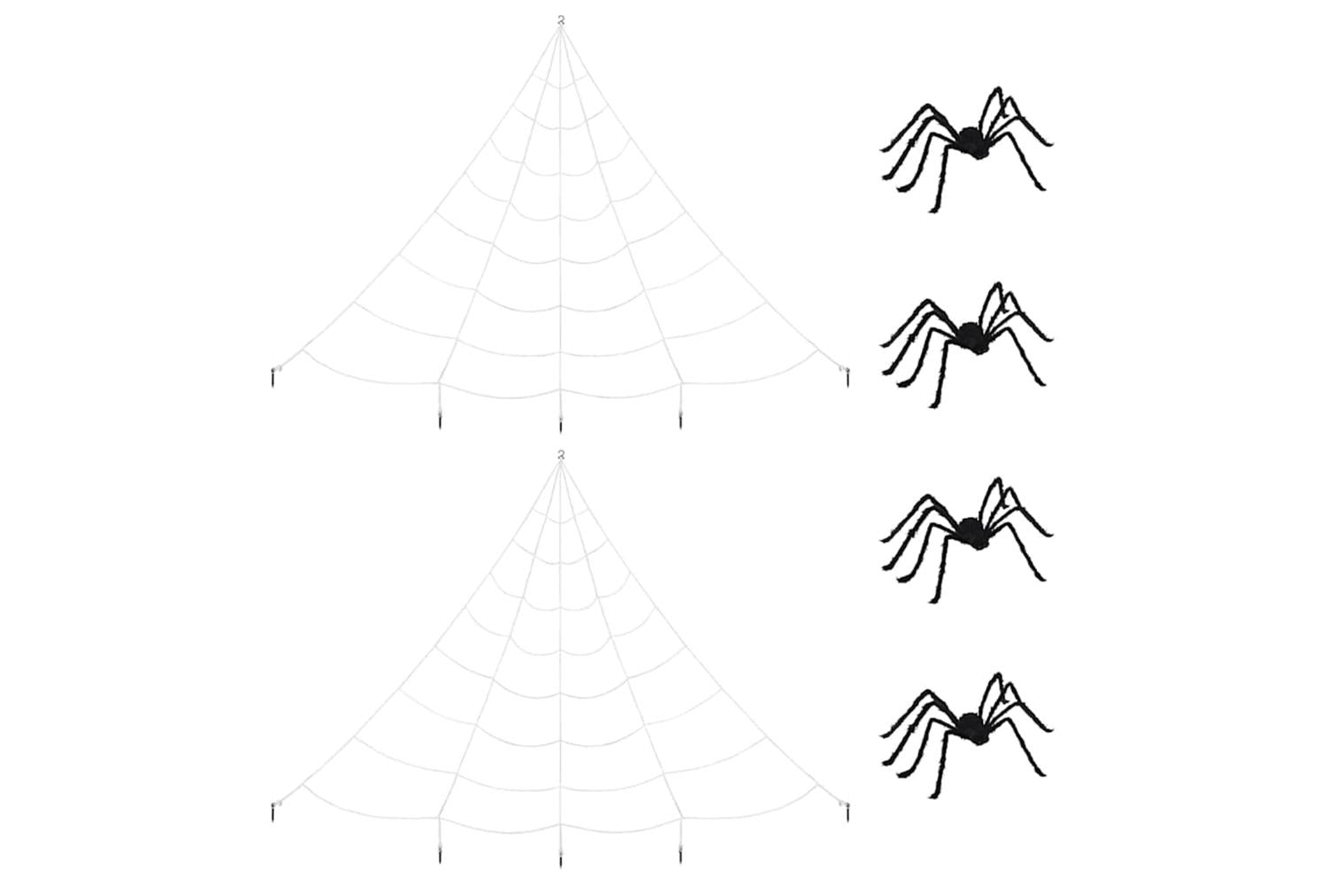 Vidaxl Halloween Spider Decoration With Webs 4 Pcs Black White 150 Cm-2