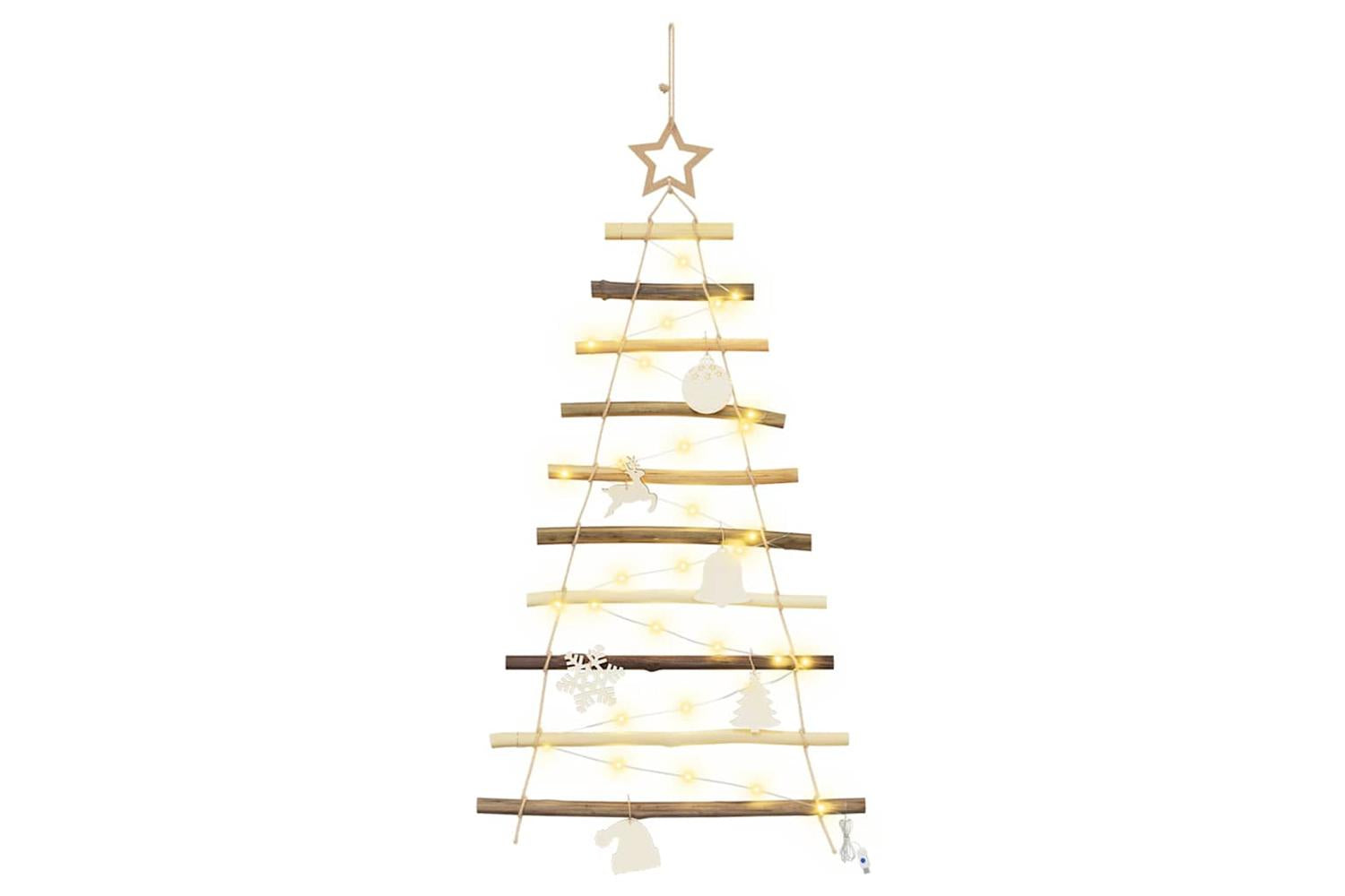 Vidaxl Christmas Tree With 30 Leds Natural 90 Cm Solid Ash Wood-2