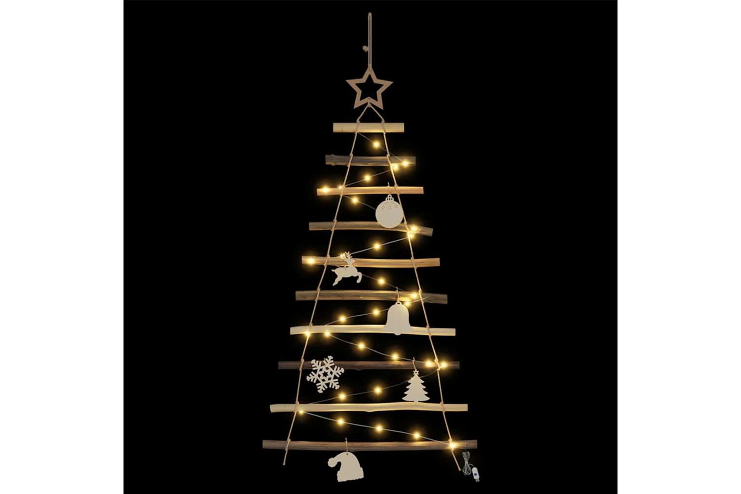 Vidaxl Christmas Tree With 30 Leds Natural 90 Cm Solid Ash Wood-6