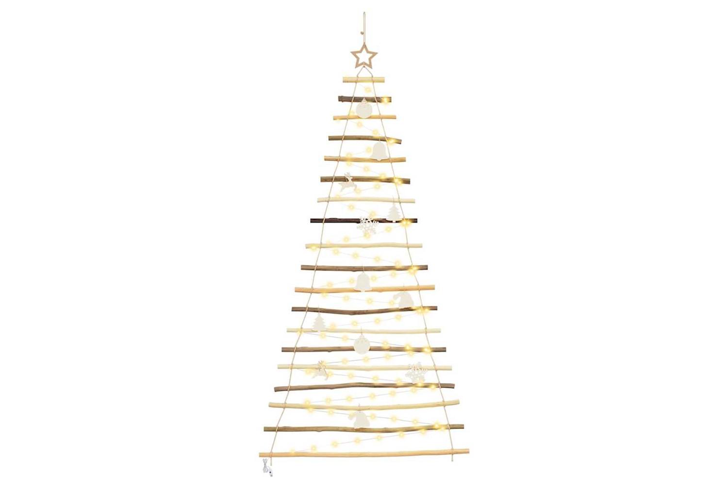 Vidaxl Christmas Tree With 100 Leds Natural 180 Cm Solid Ash Wood