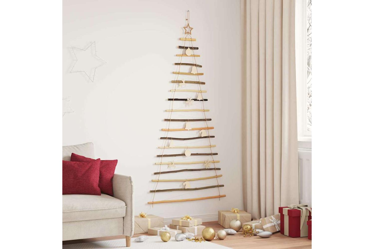 Vidaxl Christmas Tree With 100 Leds Natural 180 Cm Solid Ash Wood-3