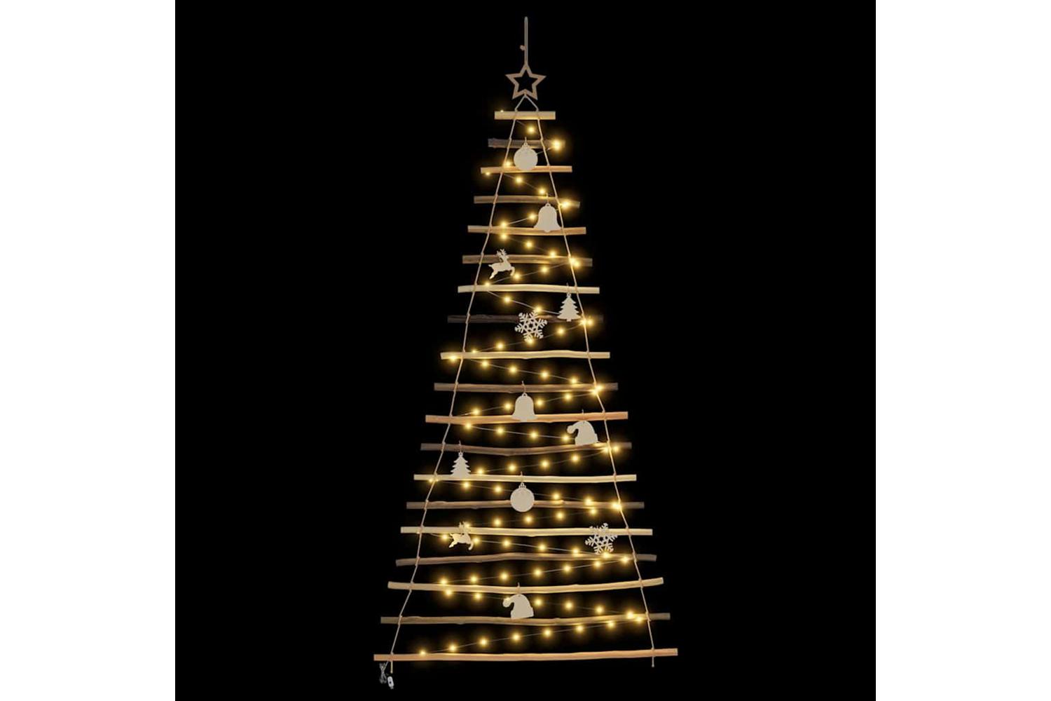 Vidaxl Christmas Tree With 100 Leds Natural 180 Cm Solid Ash Wood-6