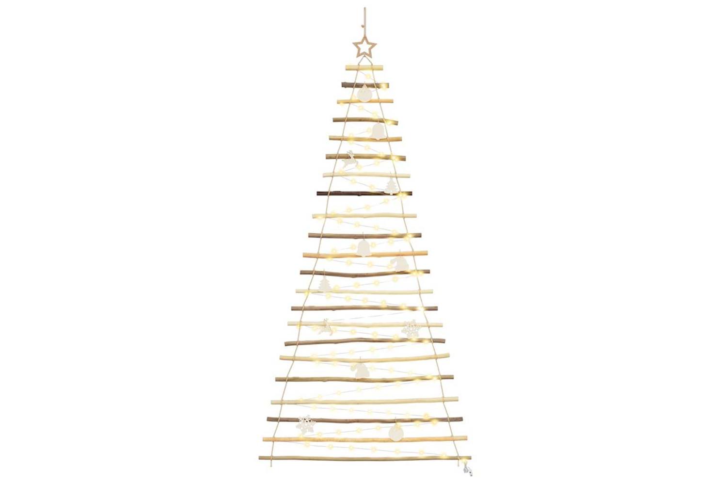 Vidaxl Christmas Tree With 130 Leds Natural 210 Cm Solid Ash Wood-2