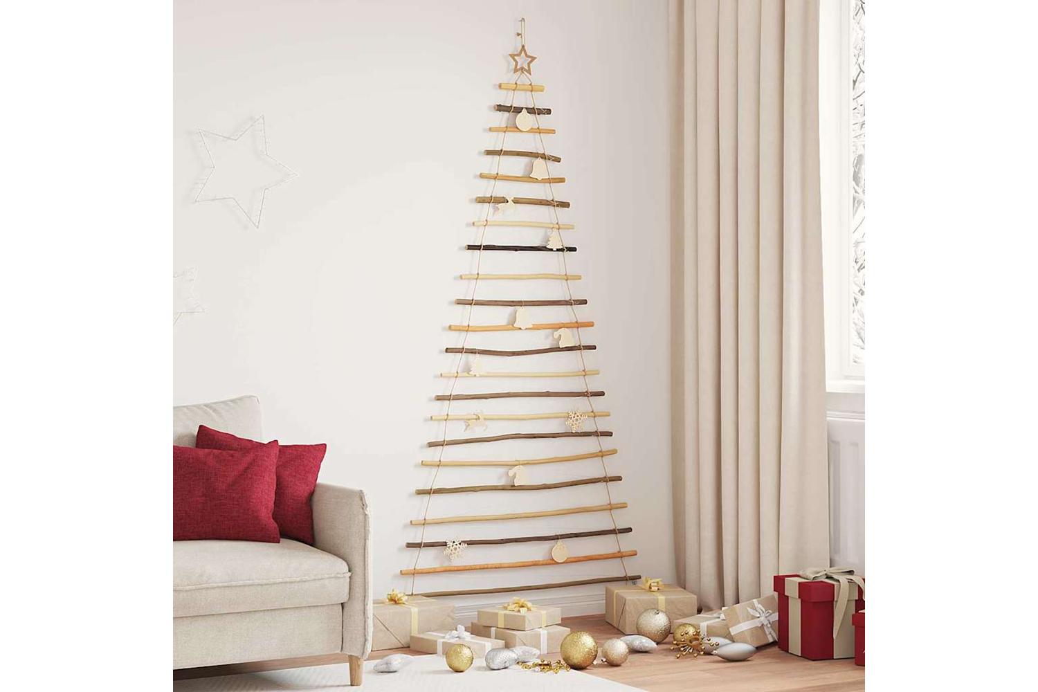 Vidaxl Christmas Tree With 130 Leds Natural 210 Cm Solid Ash Wood-3
