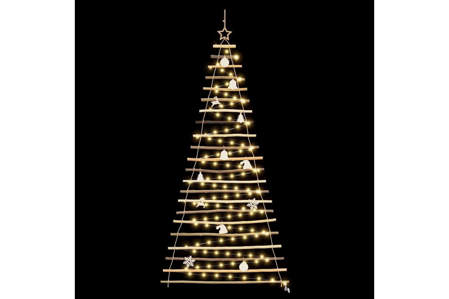 Vidaxl Christmas Tree With 130 Leds Natural 210 Cm Solid Ash Wood-6