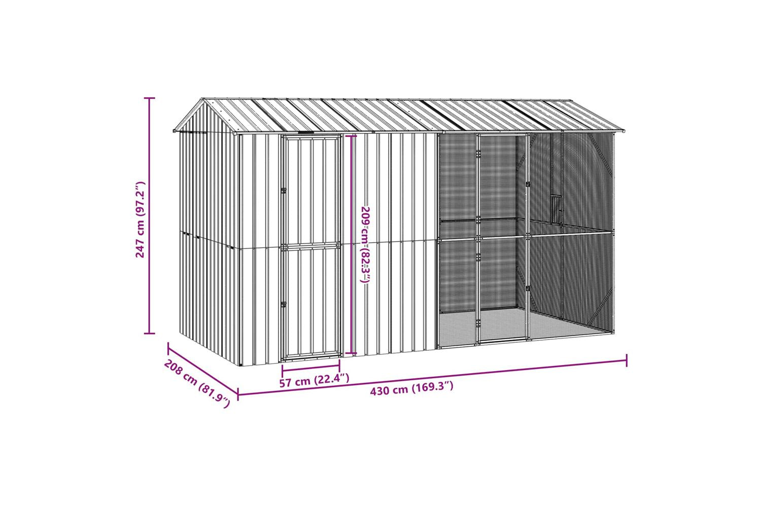 Bird Cage Anthracite 430 X 208 X 247 Cm Galvanised Steel-9
