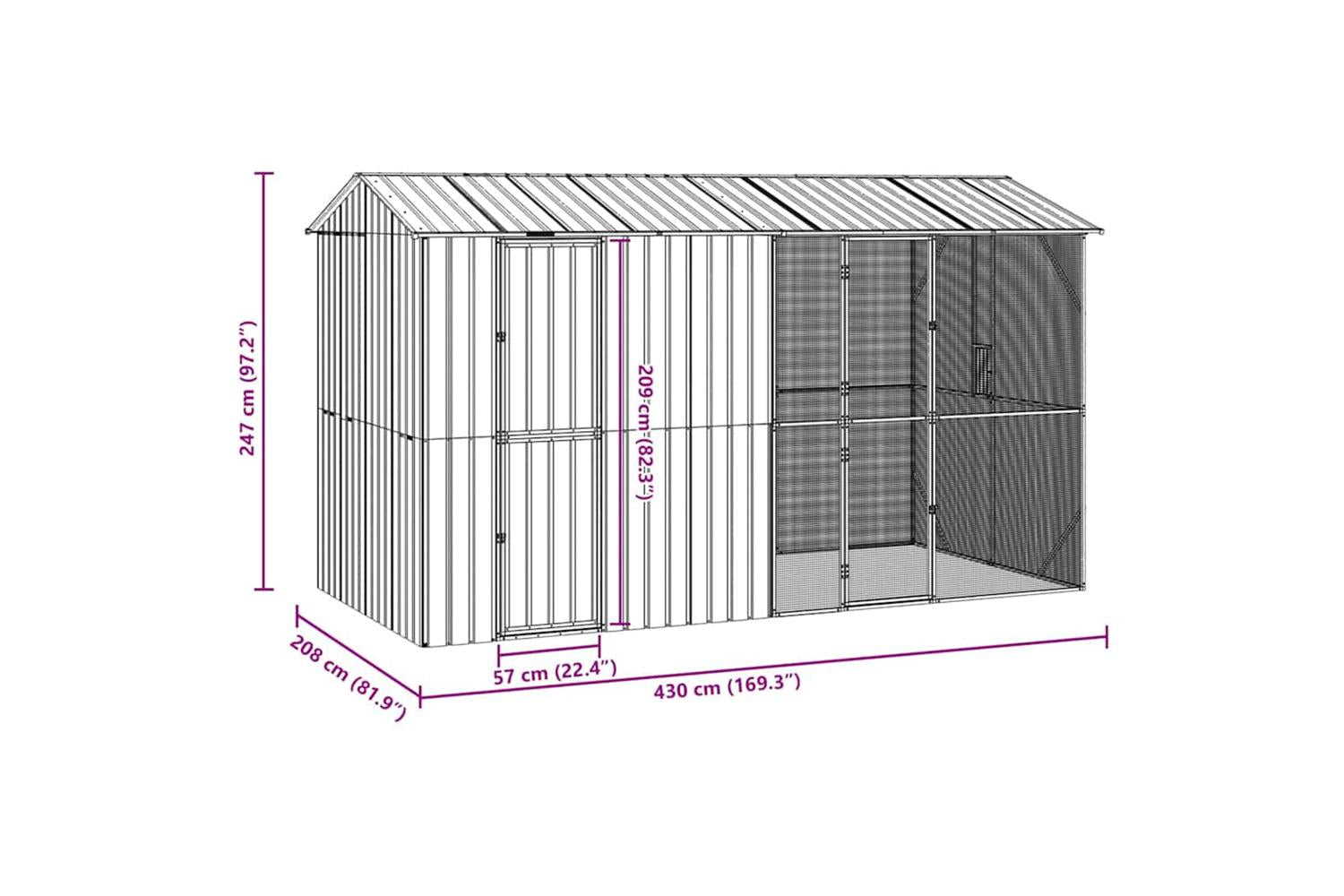 Bird Cage Anthracite 430 X 208 X 247 Cm Galvanised Steel-10