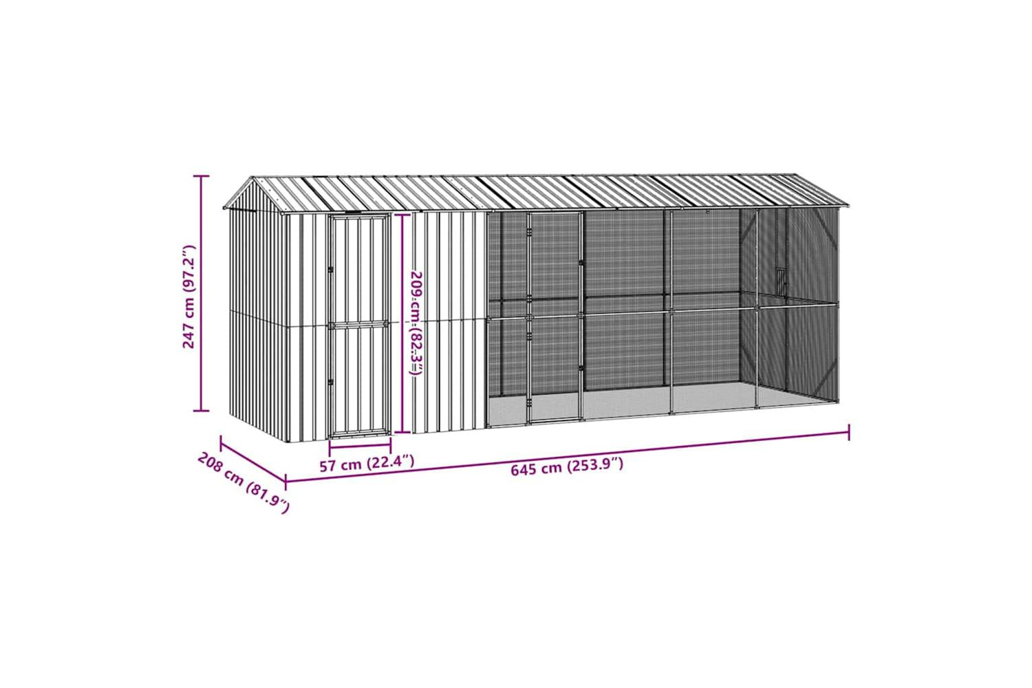 Bird Cage Anthracite 645 X 208 X 247 Cm Galvanised Steel-10