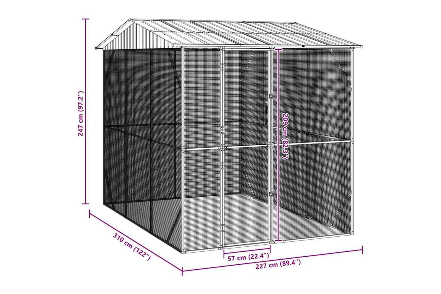 Bird Cage Anthracite 227 X 310 X 247 Cm Galvanised Steel-10