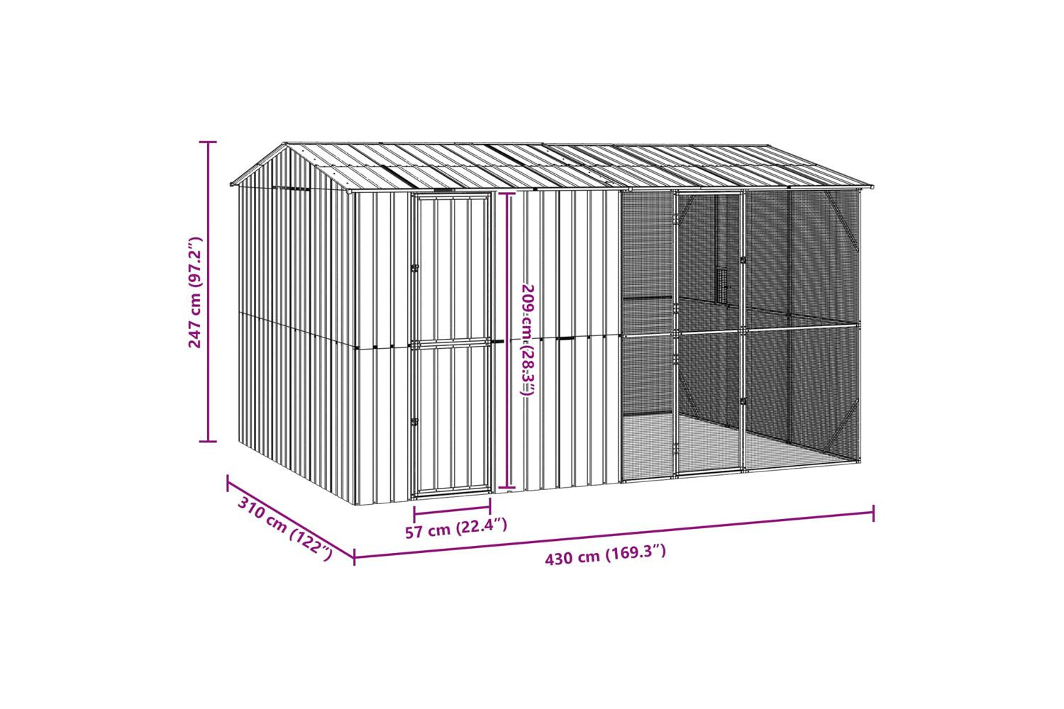 Bird Cage Anthracite 430 X 310 X 247 Cm Galvanised Steel-9