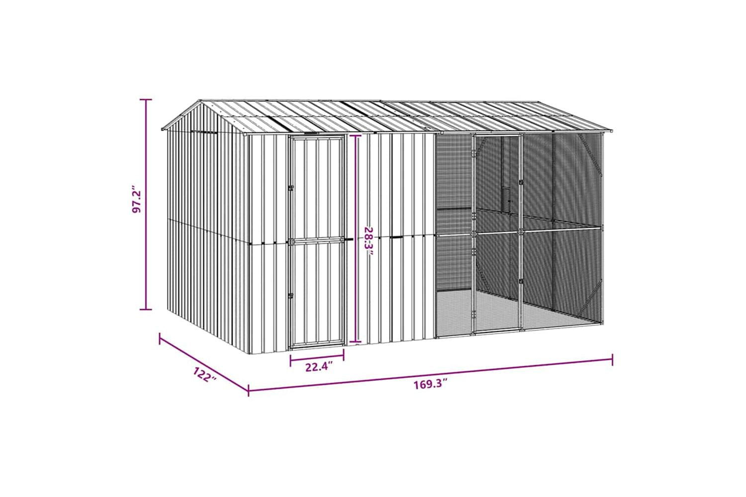 Bird Cage Anthracite 430 X 310 X 247 Cm Galvanised Steel-10