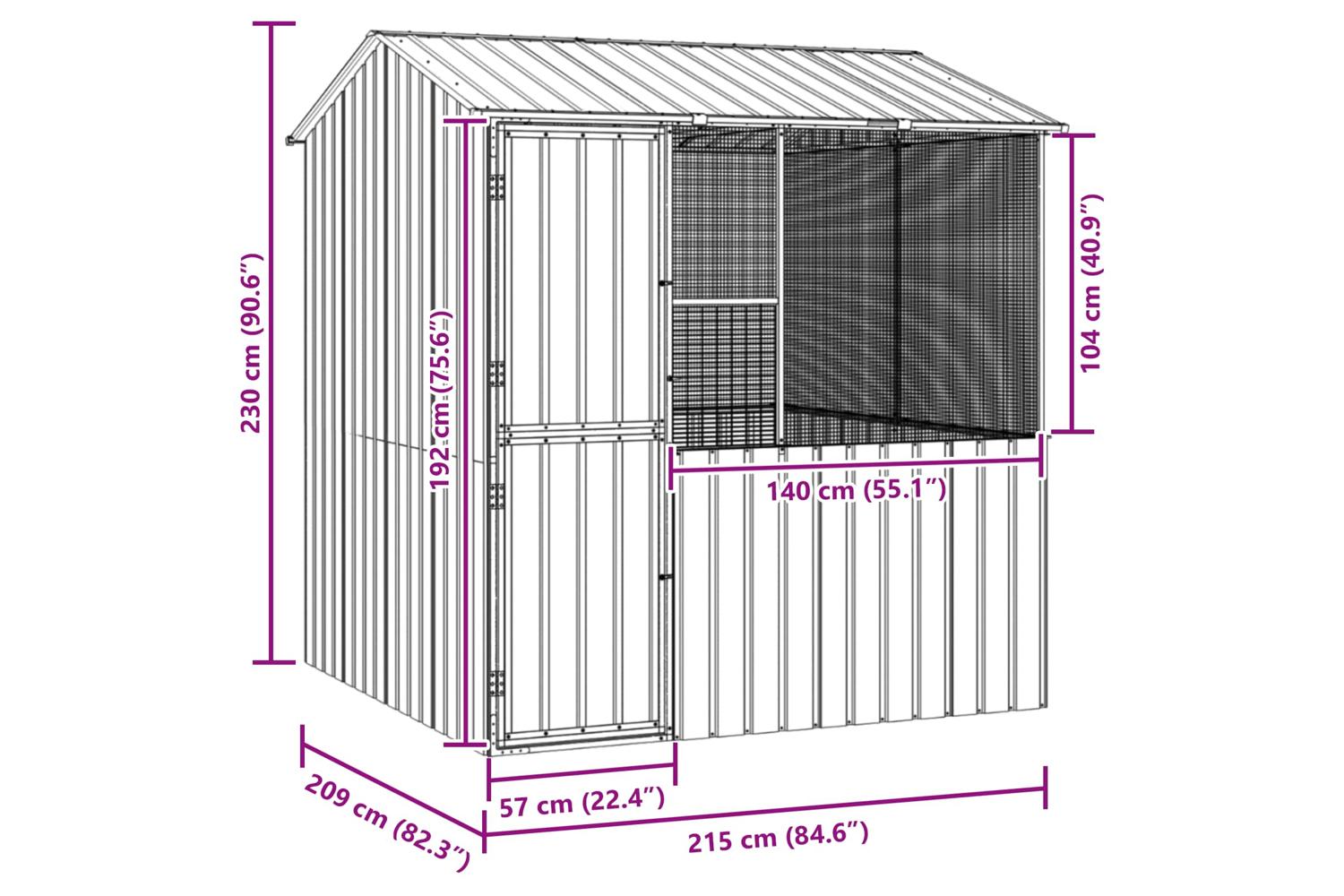 Bird Cage Anthracite 215 X 209 X 230 Cm Galvanised Steel-10