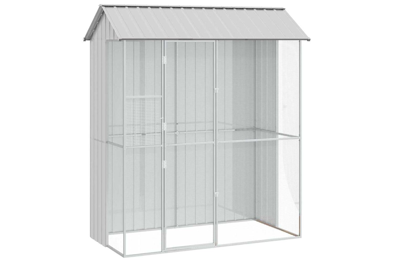 Bird Cage With Storage Grey 215 X 110 X 247 Cm Galvanised Steel-2