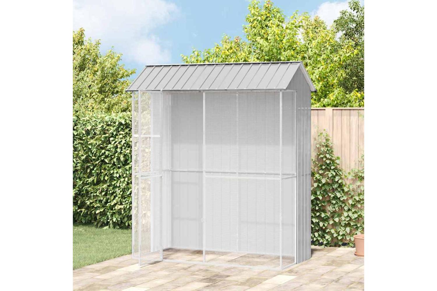 Bird Cage With Storage Grey 215 X 110 X 247 Cm Galvanised Steel-3
