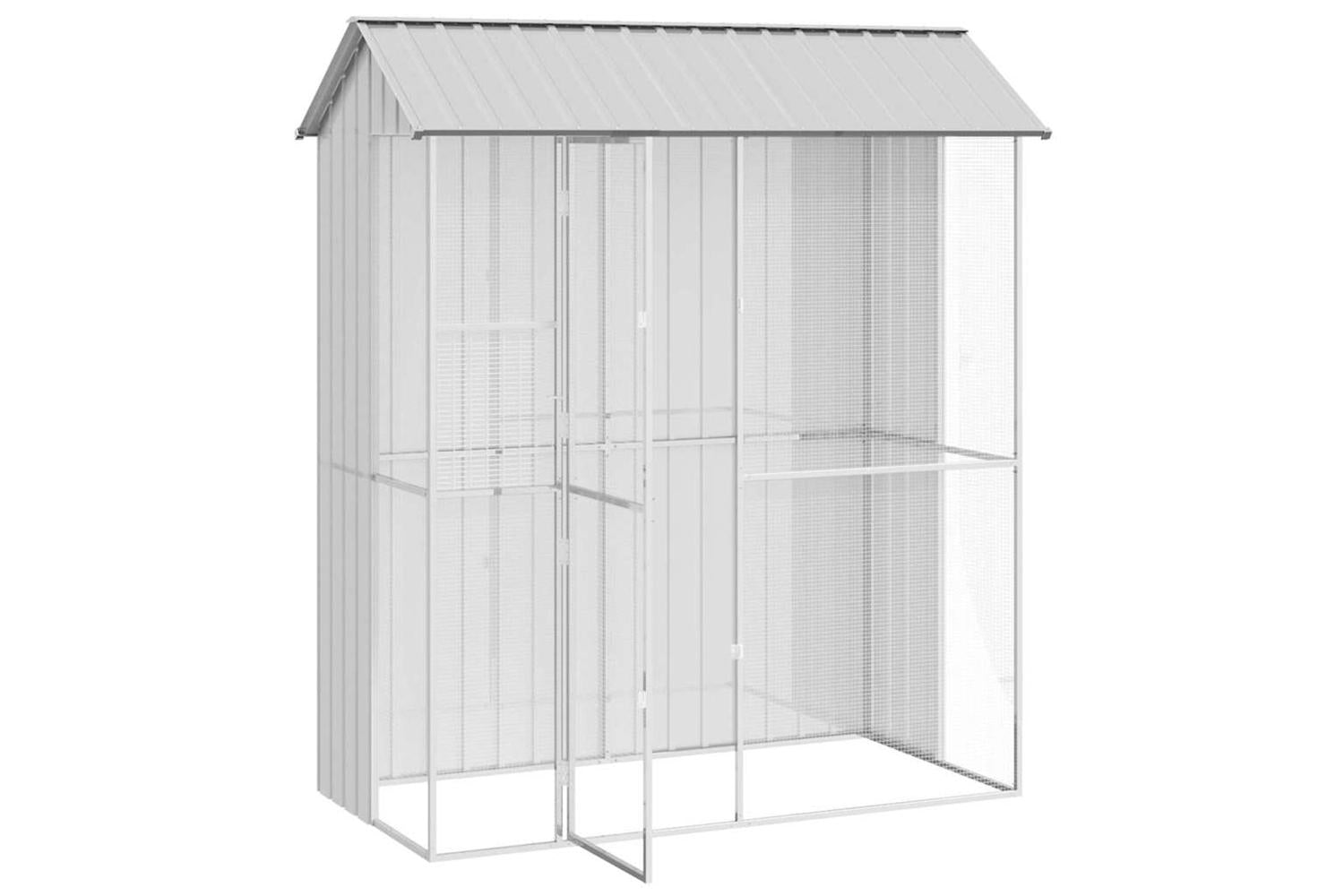 Bird Cage With Storage Grey 215 X 110 X 247 Cm Galvanised Steel-4