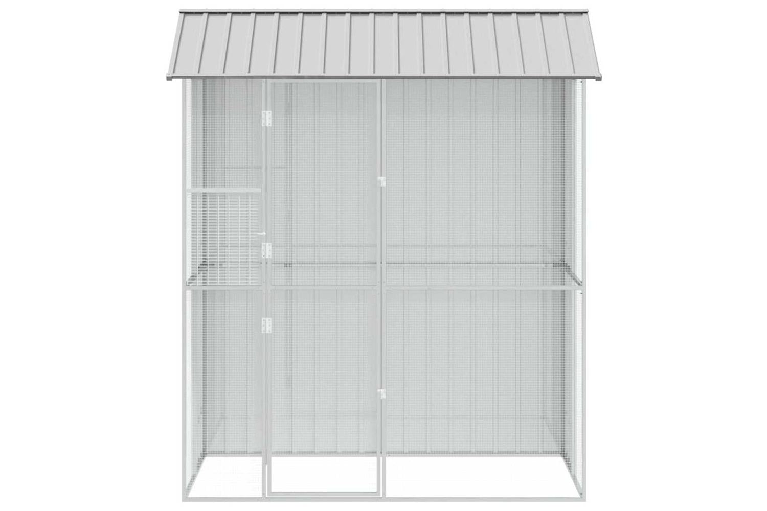 Bird Cage With Storage Grey 215 X 110 X 247 Cm Galvanised Steel-6