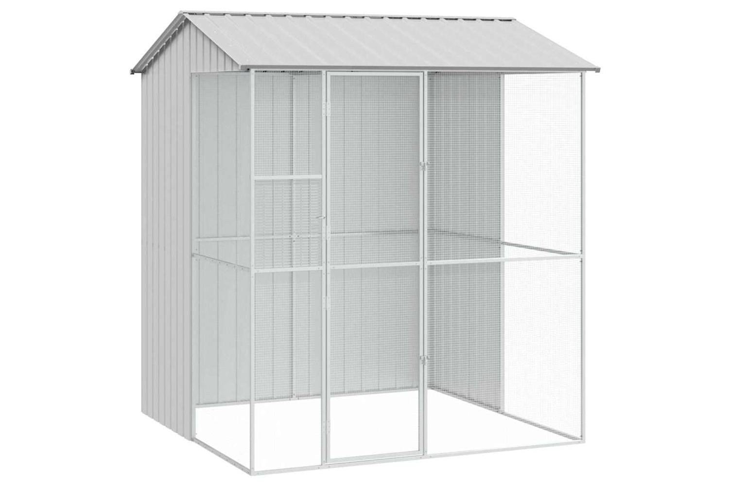 Bird Cage With Storage Grey 215 X 210 X 247 Cm Galvanised Steel-2