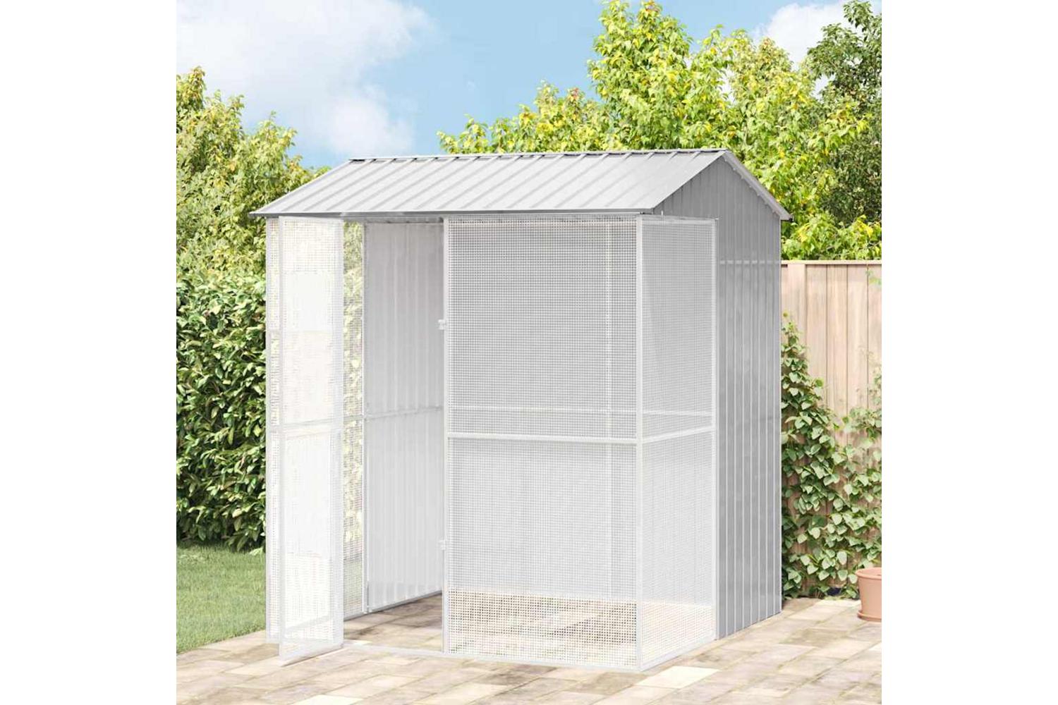 Bird Cage With Storage Grey 215 X 210 X 247 Cm Galvanised Steel-3