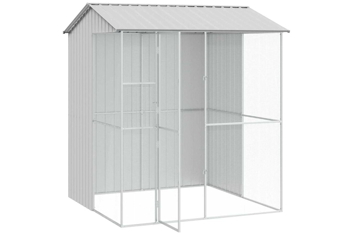 Bird Cage With Storage Grey 215 X 210 X 247 Cm Galvanised Steel-4