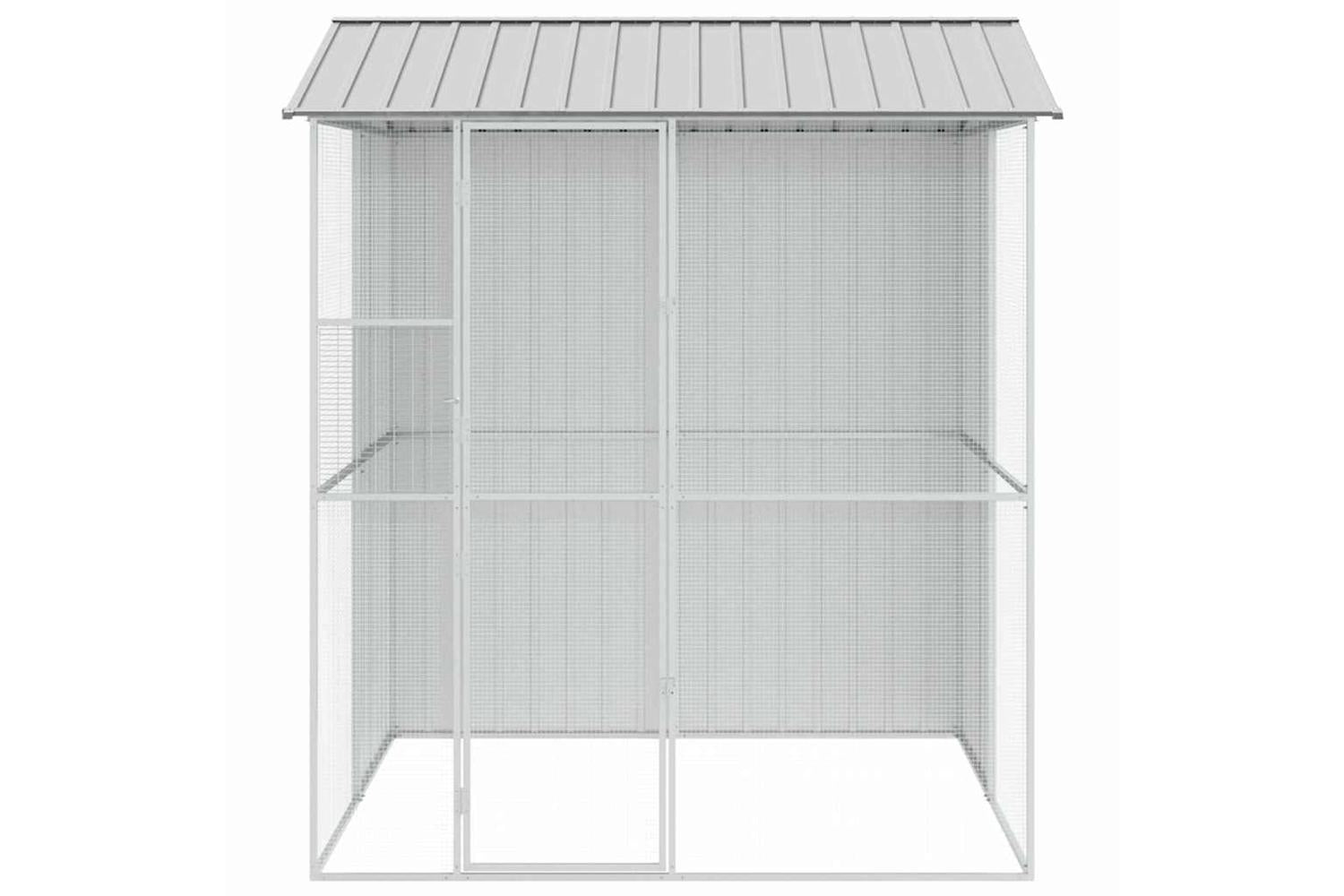 Bird Cage With Storage Grey 215 X 210 X 247 Cm Galvanised Steel-6