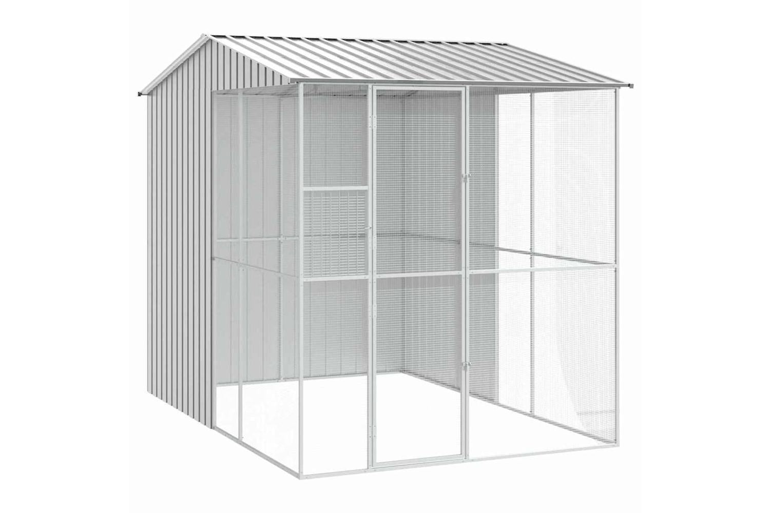 Bird Cage With Storage Grey 215 X 310 X 247 Cm Galvanised Steel-2