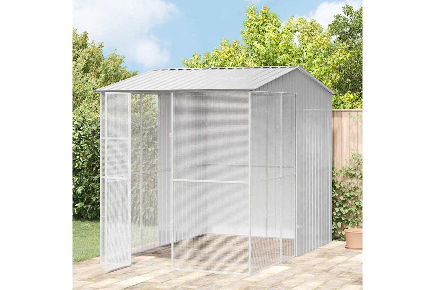Bird Cage With Storage Grey 215 X 310 X 247 Cm Galvanised Steel-3