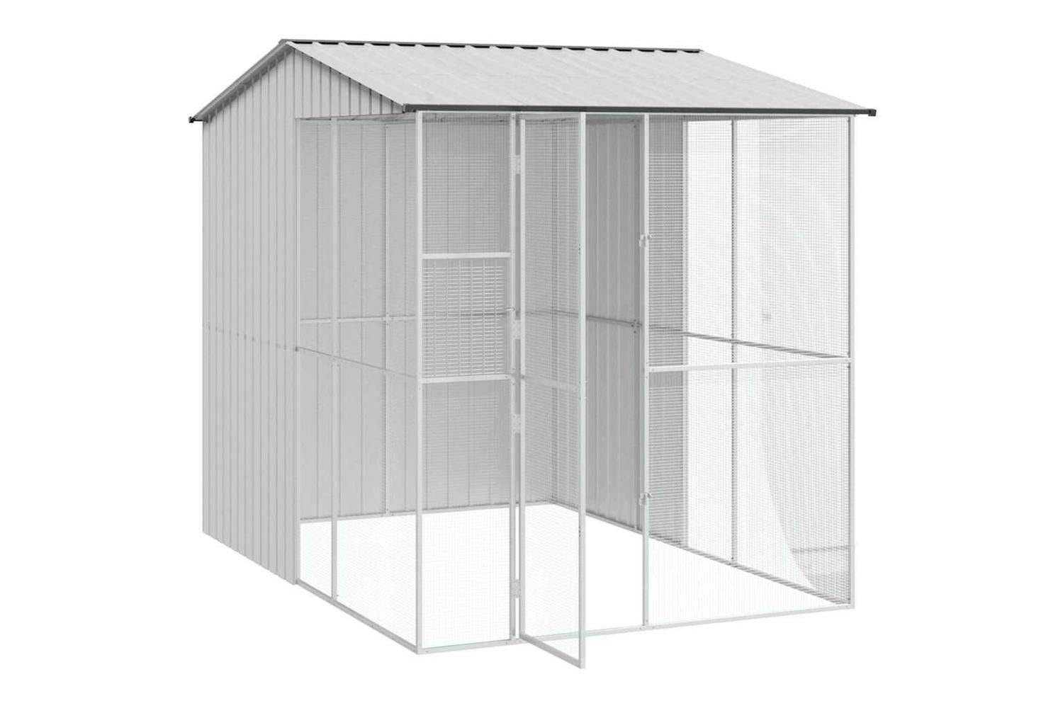 Bird Cage With Storage Grey 215 X 310 X 247 Cm Galvanised Steel-4