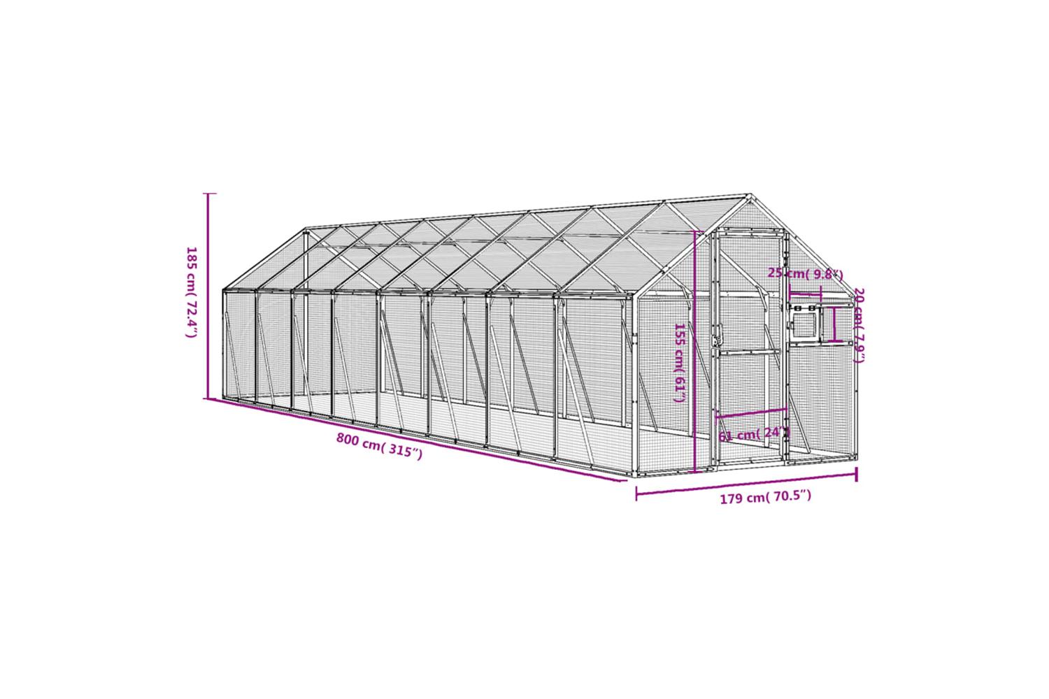 Aviary Silver 179x8x185 M Aluminium-7