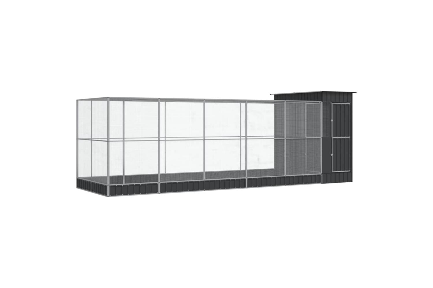 Aviary With Extension Silver 623x203x216 Cm Steel-2