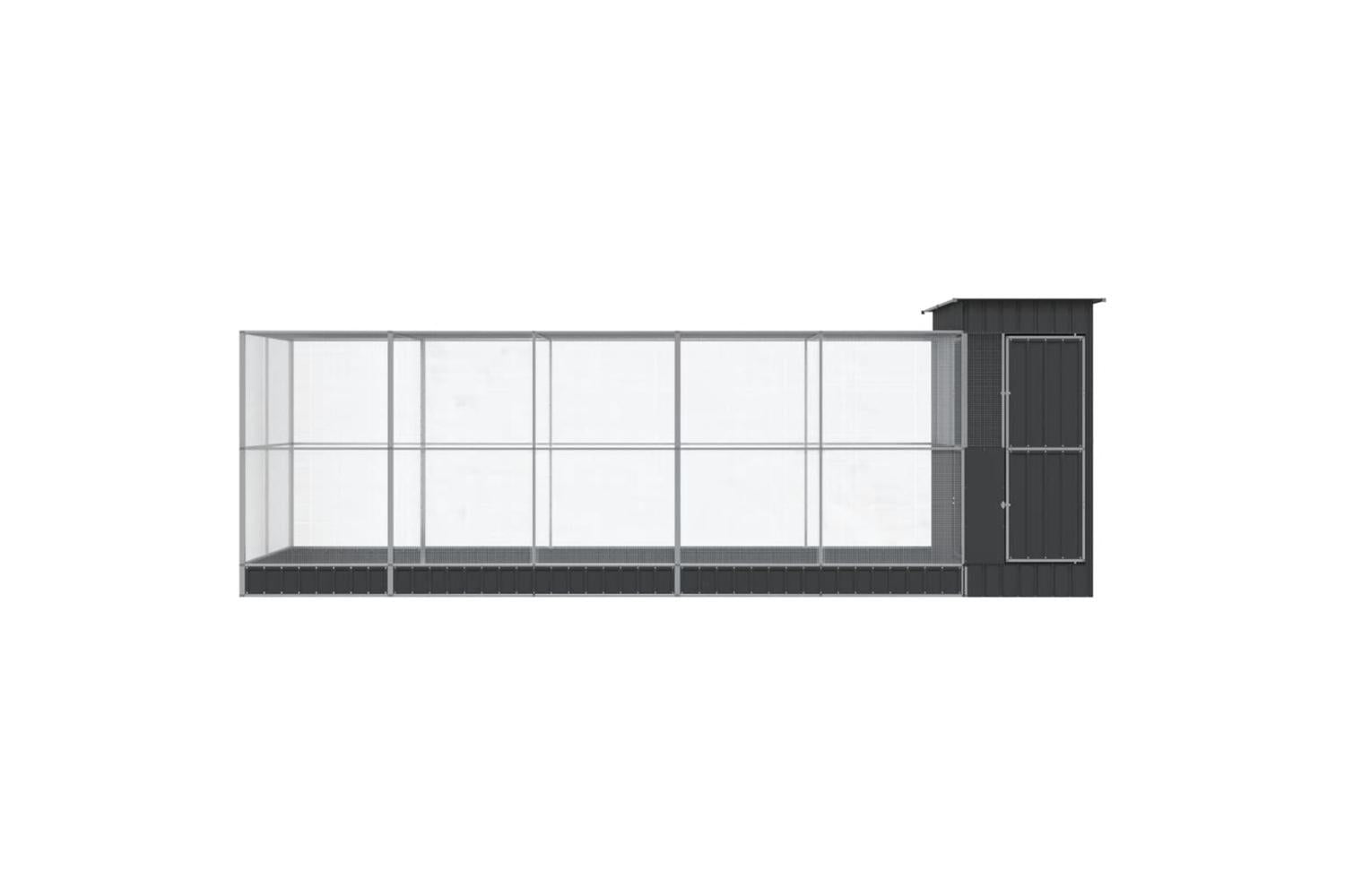 Aviary With Extension Silver 623x203x216 Cm Steel-3