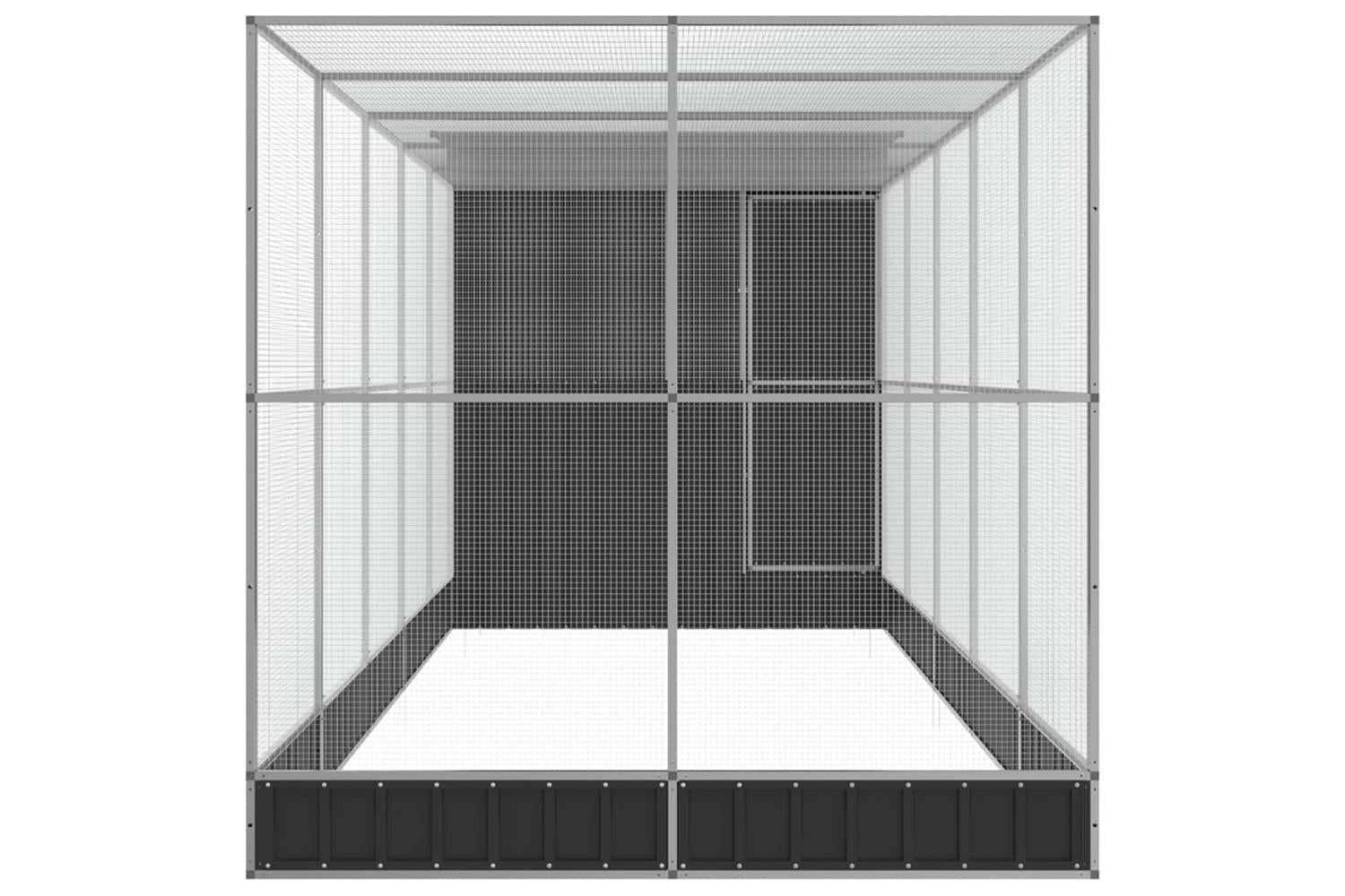 Aviary With Extension Silver 623x203x216 Cm Steel-4