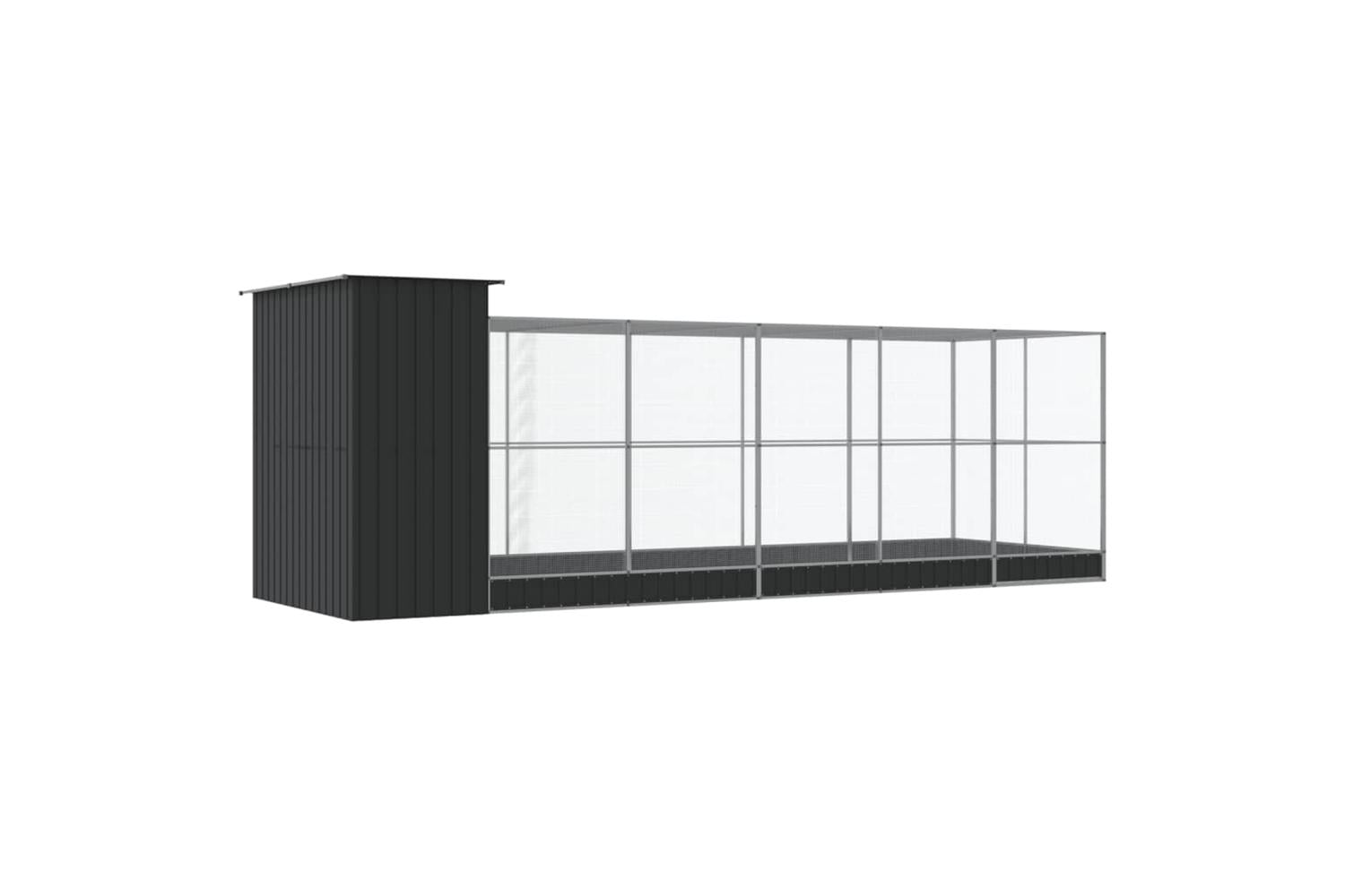 Aviary With Extension Silver 623x203x216 Cm Steel-5
