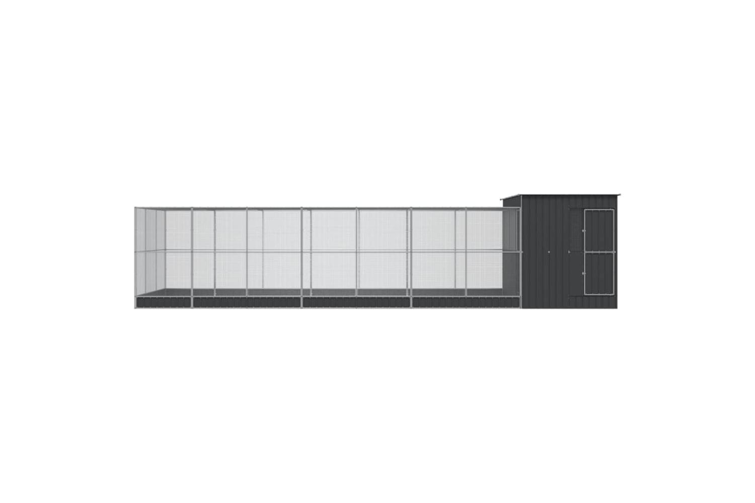 Aviary With Extension Silver 911x303x216 Cm Steel-3