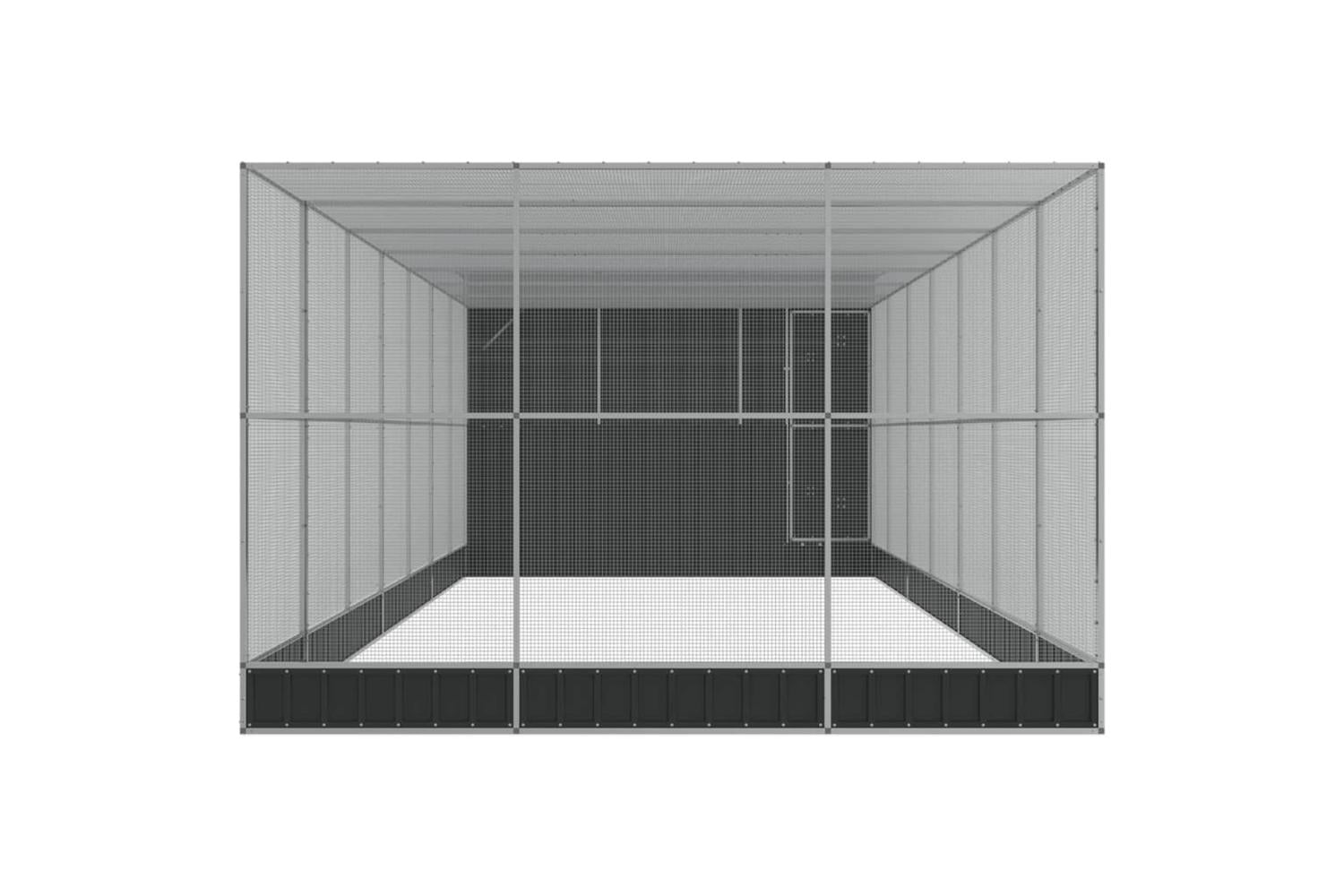 Aviary With Extension Silver 911x303x216 Cm Steel-4