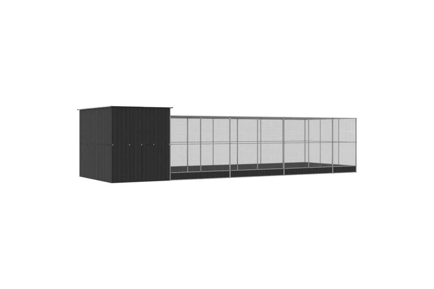 Aviary With Extension Silver 911x303x216 Cm Steel-5
