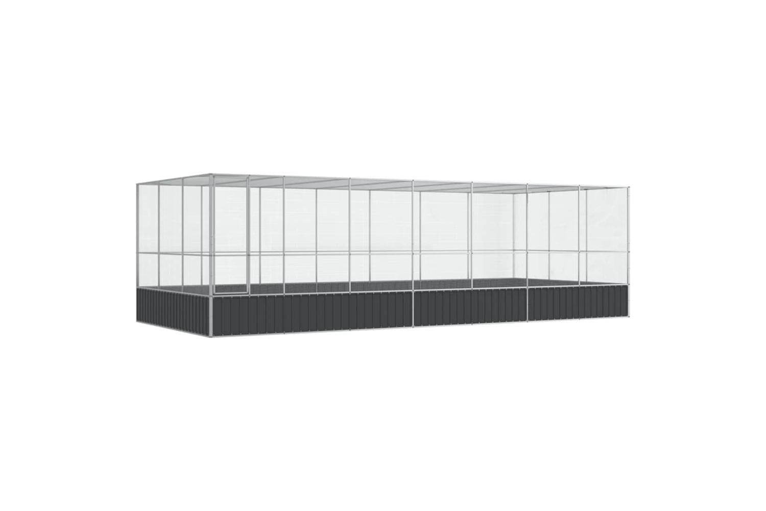 Aviary With Extension Silver 725x307x212 Cm Steel-2