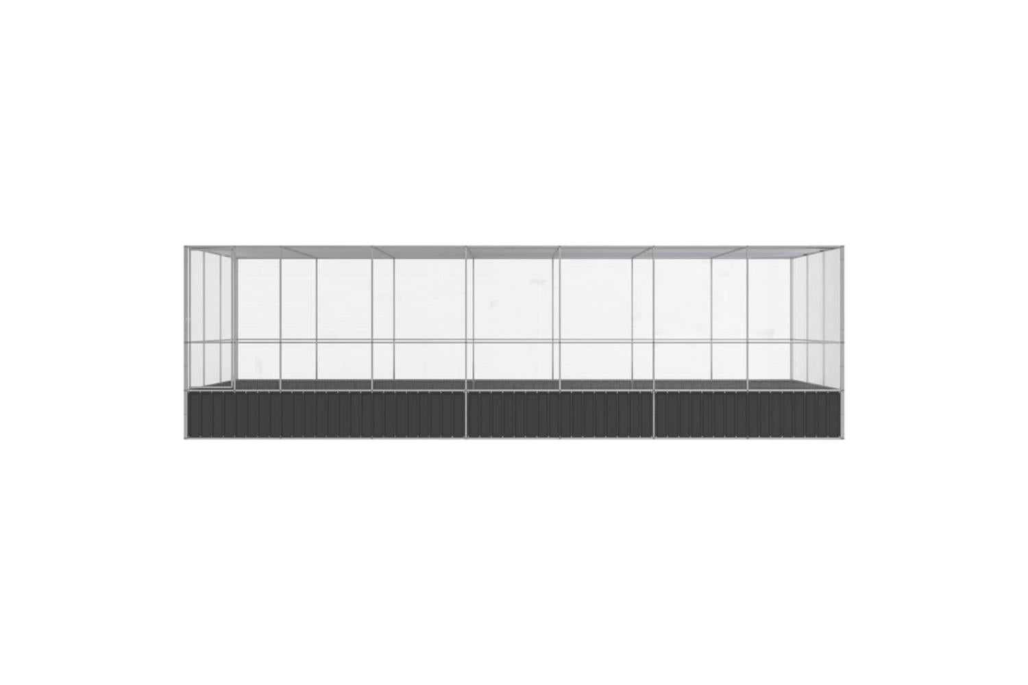 Aviary With Extension Silver 725x307x212 Cm Steel-3