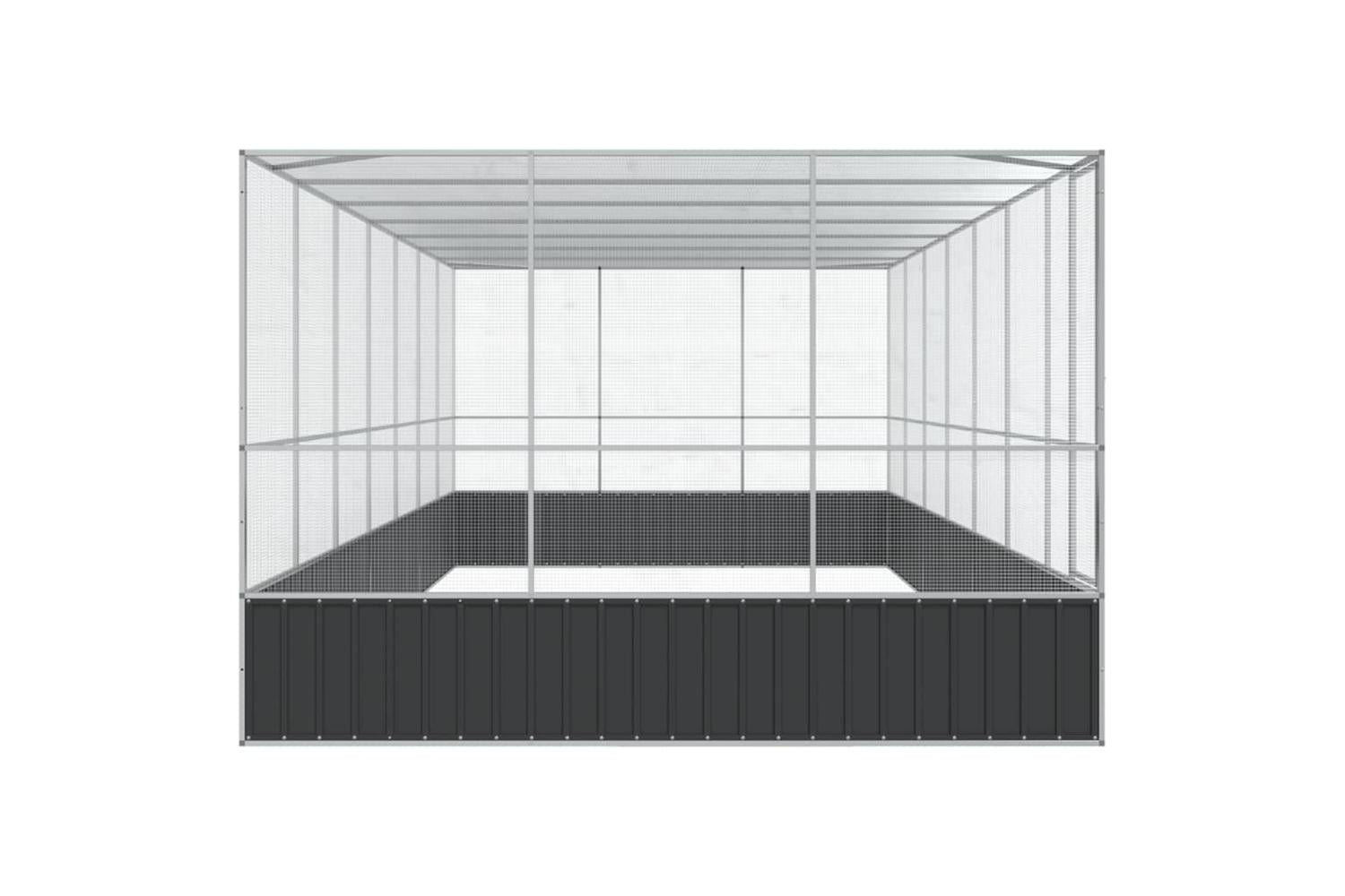 Aviary With Extension Silver 725x307x212 Cm Steel-4