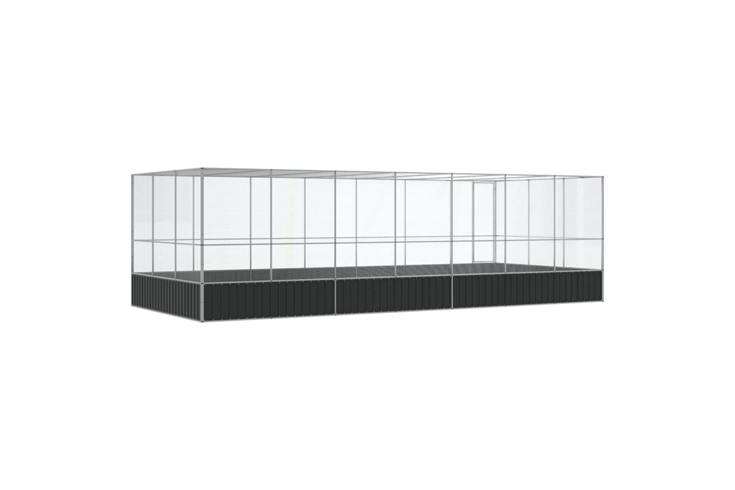 Aviary With Extension Silver 725x307x212 Cm Steel-5