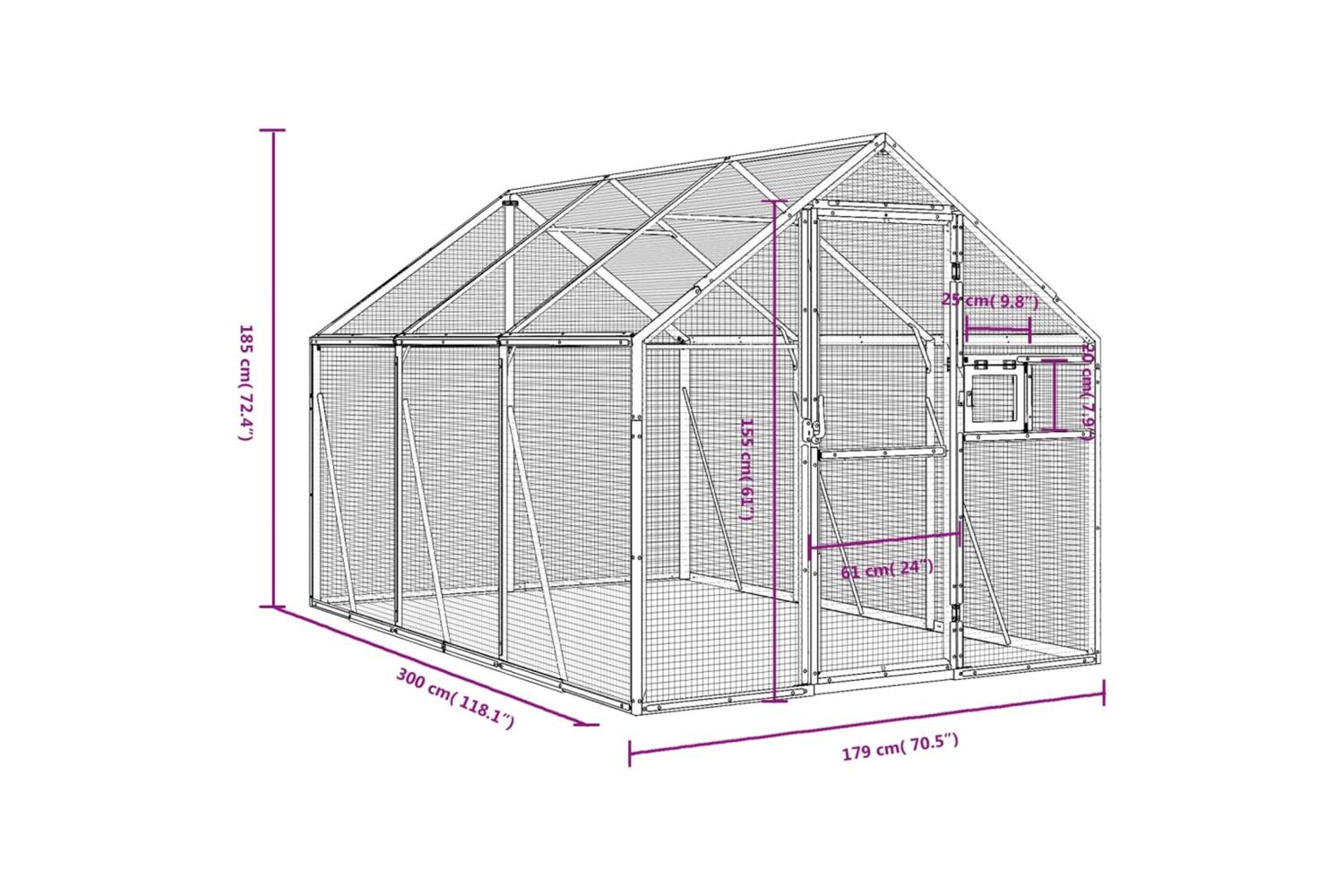 Aviary Silver 179x3x185 M Aluminium-7