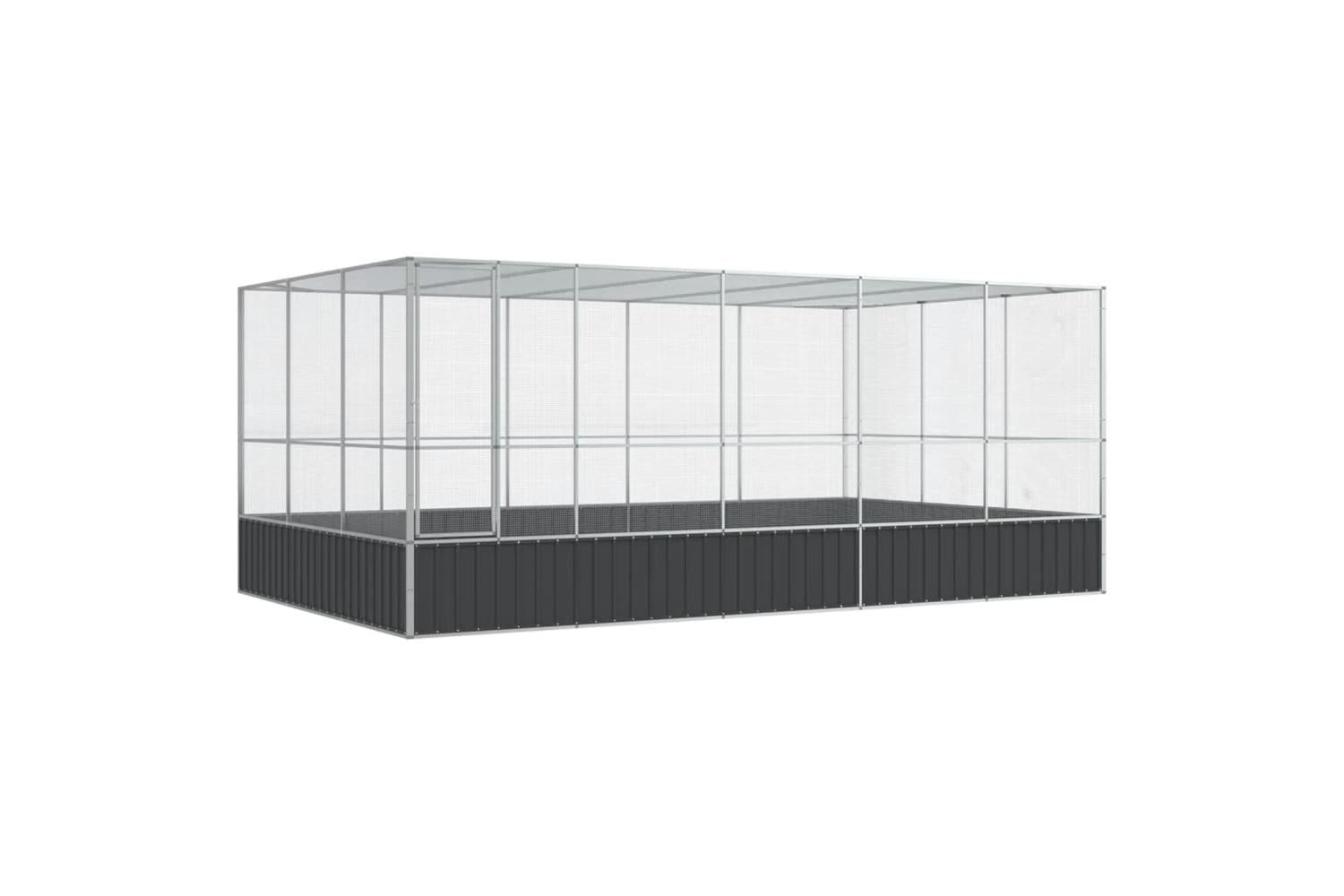 Aviary With Extension Silver 518x307x212 Cm Steel-2